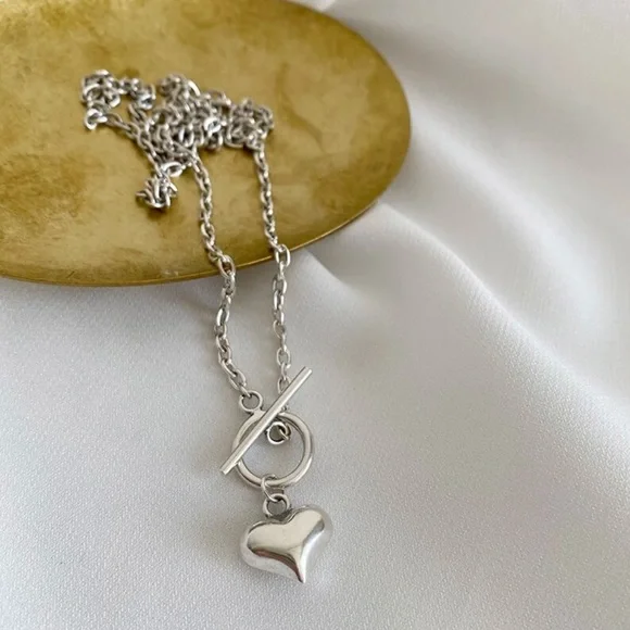 20” 925 STERLING SILVER HEART LINK CHAIN NECKLACE, NICE NECKLACE, CUTE NECKLACE - Picture 3 of 5